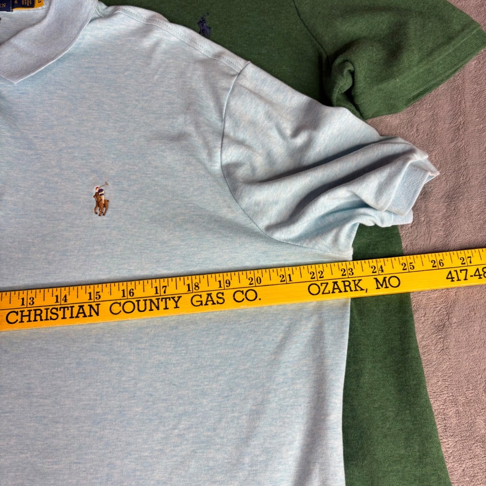 Polo Ralph Lauren Polo Shirts Mens Large Blue Green 2 Pack Classic Fit Cotton - Picture 6 of 11